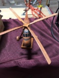 Wooden Helicopter model, approx 16 inches tall