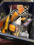 Milkcrate of stud-finders and like instruments, all in original package but untested