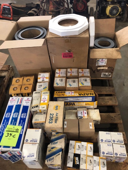 Misc pallet of fuel filters, air filters, coolant filters