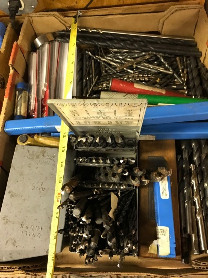 Large Flat of Drill Bits, (several NEW) and various unopened packs of recip saw blades