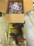 Box of ear plugs, and glue guns