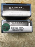 2- boxes of 20 count 22-250 ammunition NEW