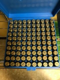 100 rounds of RELOADED 40 cal ammunition with plastic case