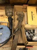 Flat of misc hand tools, includes a Micrometer set