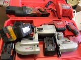 28 Volt Milwaukee Porta Band, and Sawzall, with charger. All batteries pictured do not charge