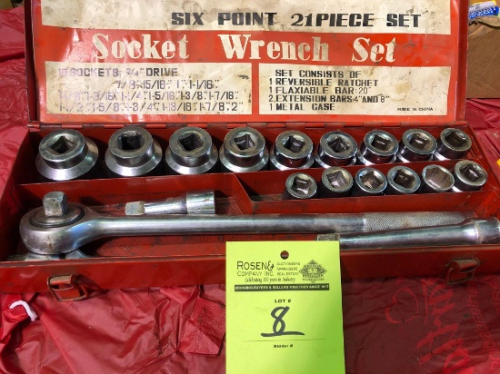 6 point 21 piece 3/4 inch drive socket set.