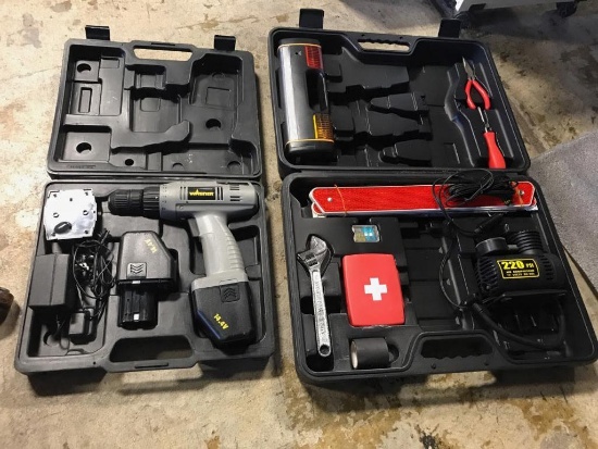 Cordless Drill (untested) and a partial roadside kit