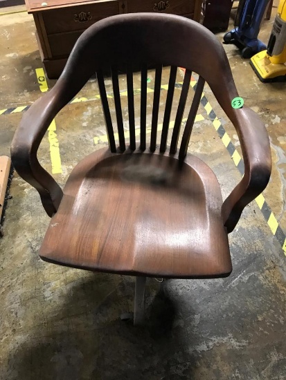 Wooden Swivel Chair on casters