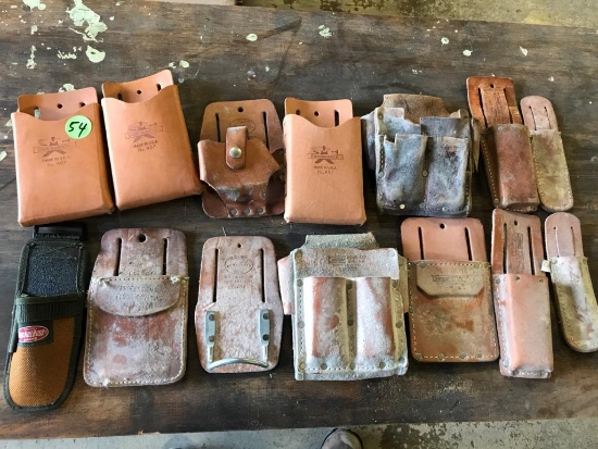 Lot of leather tool pouches, all selling one money