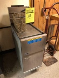 110. Pitco Frialator with 2 baskets. Oil has been drained. Gas fired. Height 48