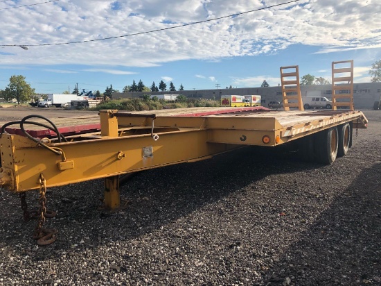 1993 Butler 8' x 19.5' total length (4' dove tail) tandem dually equipment trailer. HD steel ramps