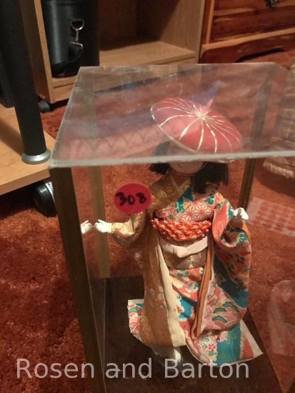 Japanese doll, with display case