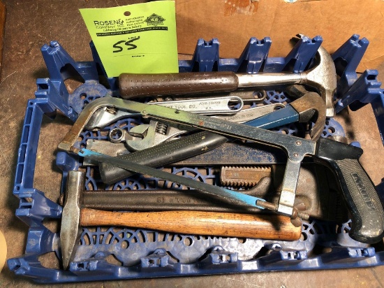Lot of pry bars, hammers, crescent wrenches