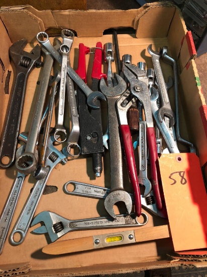 Group lot of crescent wrenches, open end wrenches, riveters and more