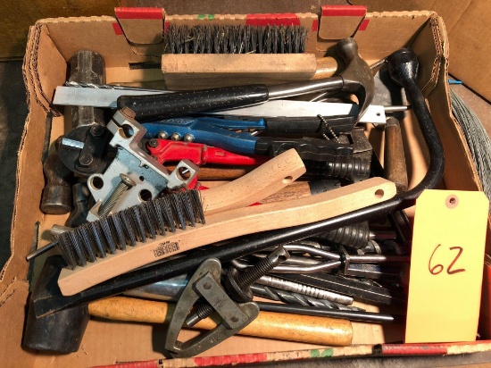 Group lot of hammers, riveters, wire brushes, mallets etc