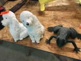2 Concrete Poodles, and one Frog, Garden lot