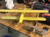 2 Hand Built Wooden Planes, larger one has wingspan of approx 30 inches