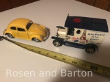 Metal Volkswagon Bug, and Pepsi Coin Bank