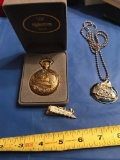 Train pendant, Tie Clip, and Train Pocket Watch
