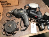 Group lot of drill, orbital sander, heat gun and sanding head