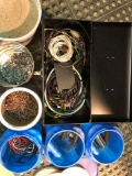 Group lot of copper wiring, nails, springs and mortar mix.