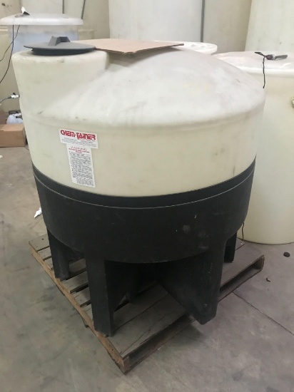 Approx 200- 250 gallons? Stands approx 48 inches tall. On skid.