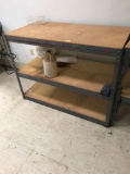 Metal shelf, wooden insert shelves