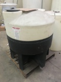 Approx 200- 250 gallons? Stands approx 48 inches tall. On skid.