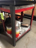 Red 28 in x 16 in rolling parts cart