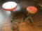 Pair of Vintage Adjustable steel base, wooden top stools.