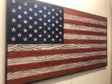 Handcrafted Large Wooden American Flag Wall Hanging 70 in x 40 in