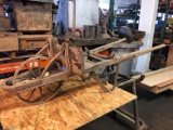 Vintage wooden Wheel Barrow w/Steel spoked wheel.