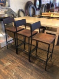 Group Lot (3) Wooden/Steel High Top Chairs