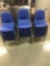 17 smaller blue plastic school chairs