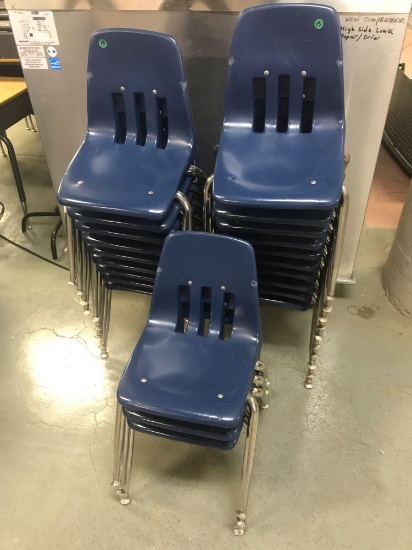 22- smaller blue plastic school chairs