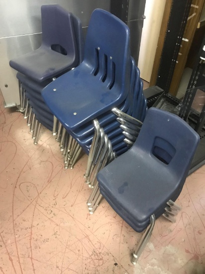 18 small size student chairs, approx 14 inches to seat