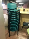 Lot of 13 matching stackable plastic chairs
