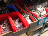 Shelf load of metal conduit boxes, elbows and more