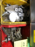 Shelf load of Duct-O-Wire shoe parts, clamp hangers and Cleveland Tram Rail shoes