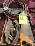 Group lot of misc hand tools and hoses