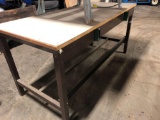 Metal framed work bench 6 ft x 32 in