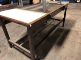 Metal framed work bench 6 ft x 32 in