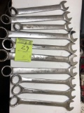 Lot of (10) Large Open End Wrenches