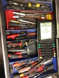 Bulk drawer load of numerous screwdrivers, hammer bits, nut drivers & more