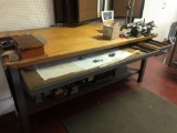 Vintage 84in x 44in Butcher Block Style Drafting Table