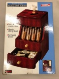 Solid Wood Motorized Deluxe Coin Sorter (sorts & counts, classic cherry finish, accessory drawer)