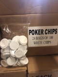 White Poker Chips (24 Bags of 100 per box, selling by the bag times the count)