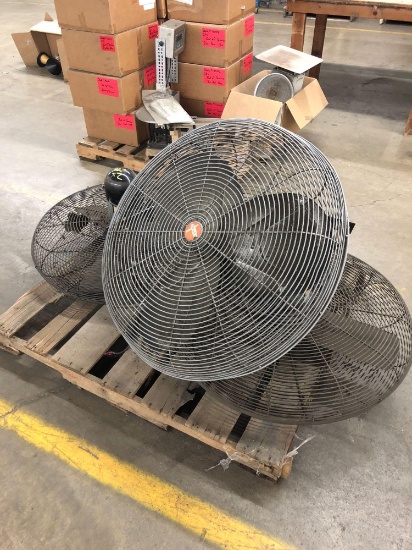 Group of (3) Wall Mount Shop fans.