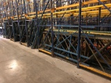 1 large bulk row of assorted Pallet Racking Uprights. See pics