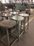 (3) Vintage Steel Shop Stools